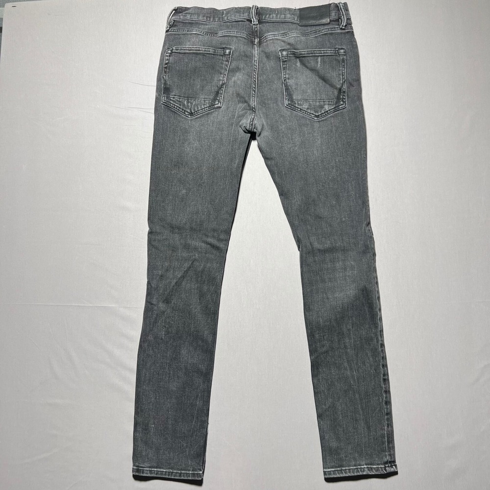 AllSaints Mens Chacoal Gray Denim Distressed Mid Rise Denim Skinny Jeans Size 32 - Picture 2 of 15